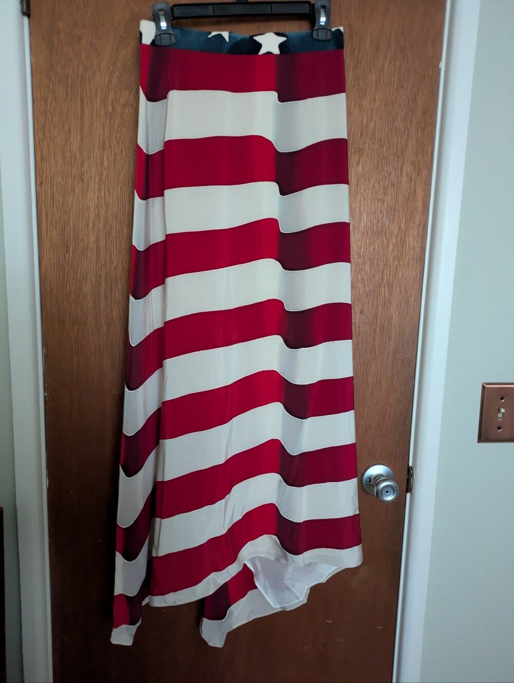 100% Silk Skirt. Patricia Rhodes Couture. American Flag Design. 9/11/01 Signed.